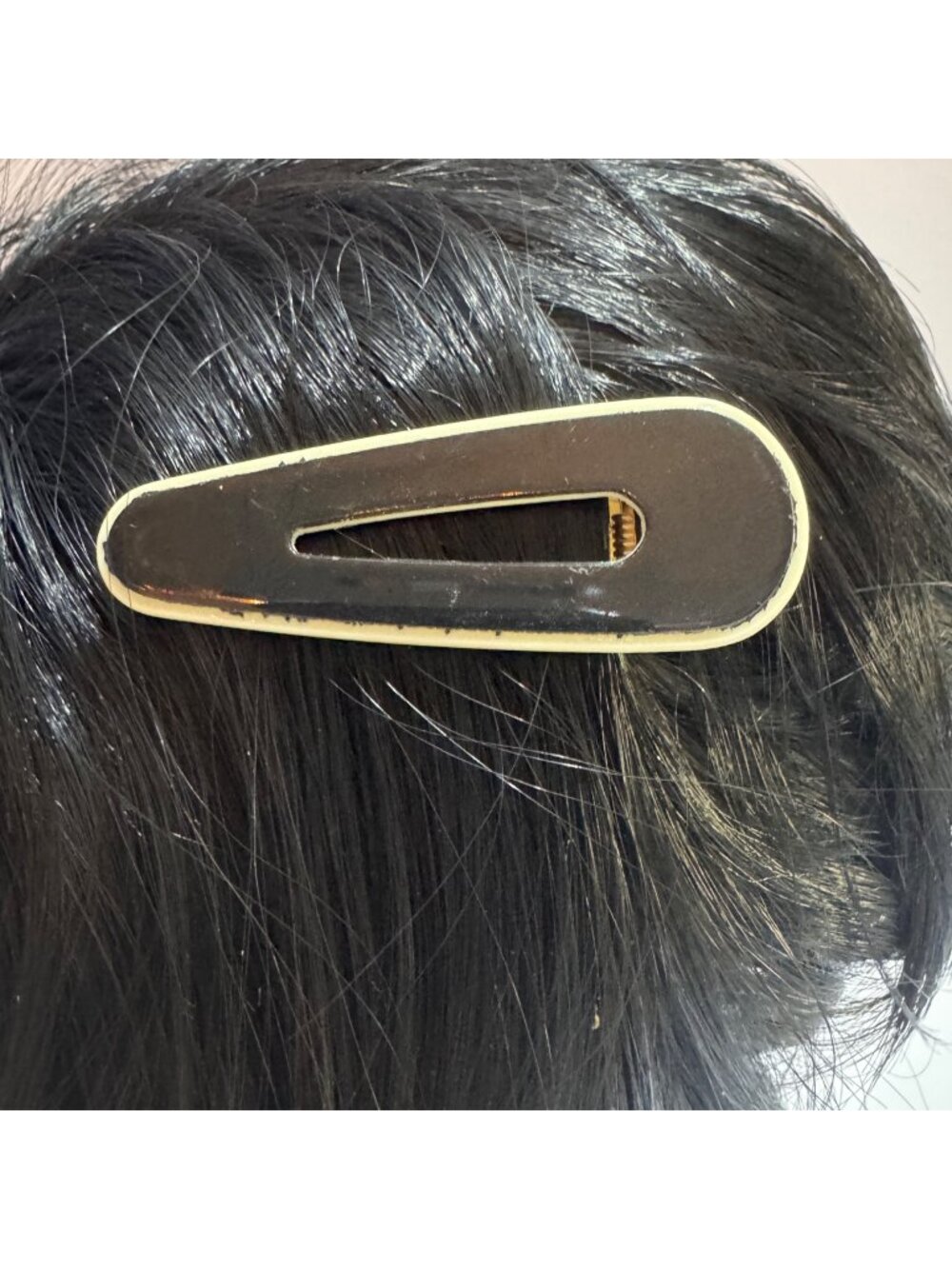 Black & Cream Acrylic and Metal Hair Clip Modern Style 2.75 Inches New